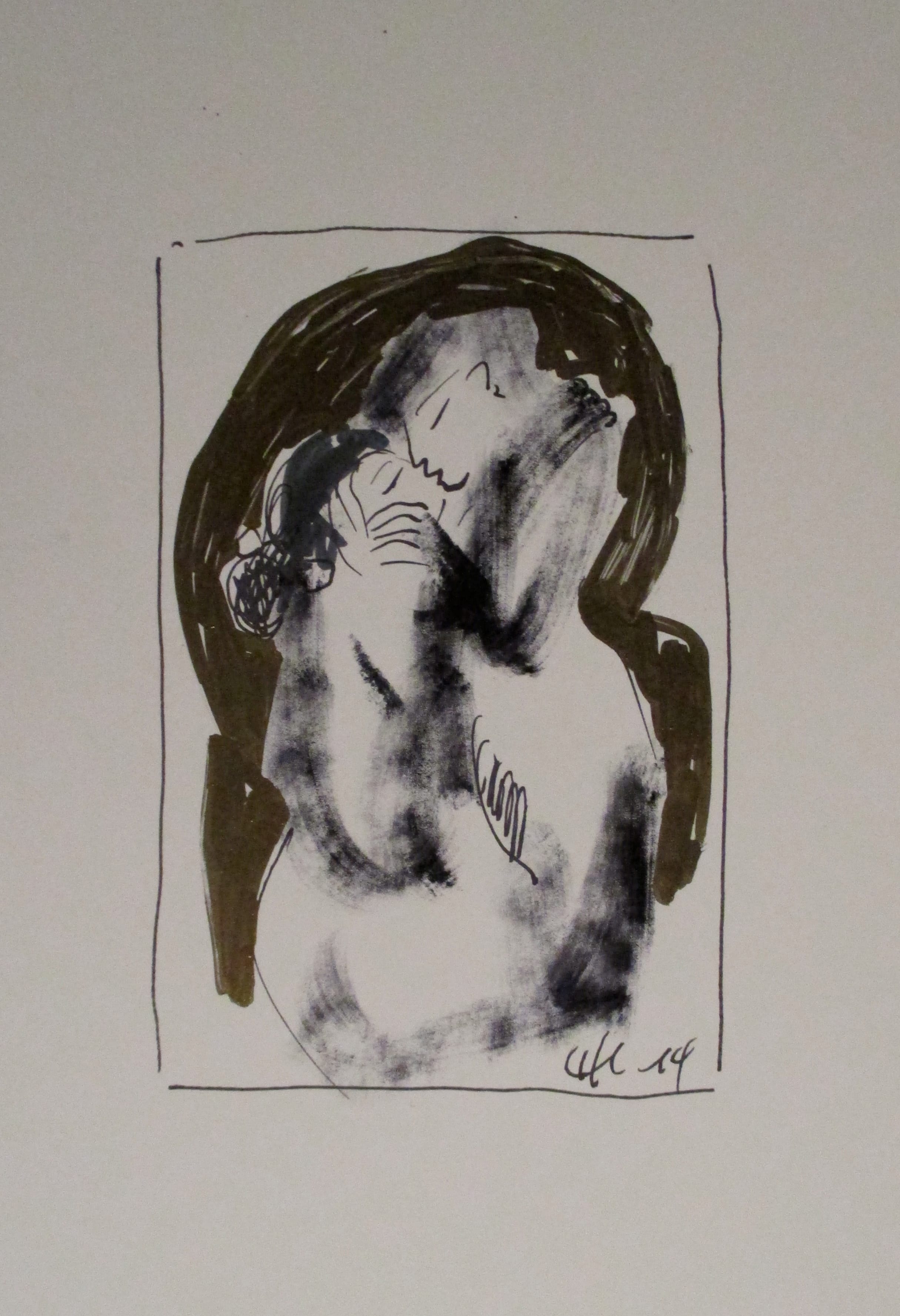 Ein Kuss, Fineliner u. Goldstift