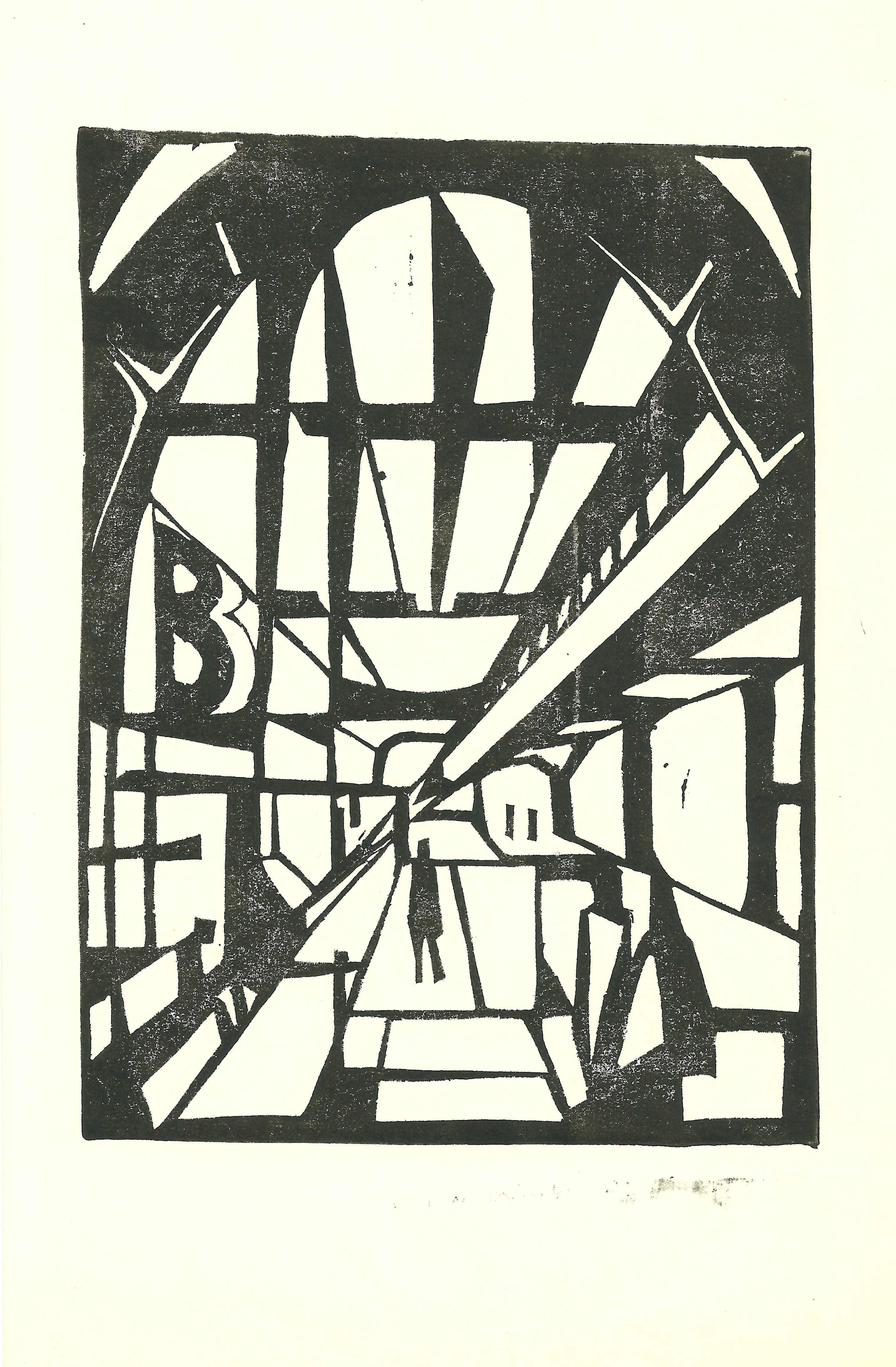 Bahnhofshalle, Linolschnitt